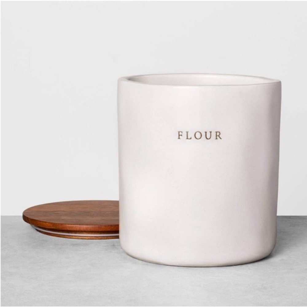 Hearth & Hand Magnolia Stoneware FLOUR Canister w/ Wood Lid